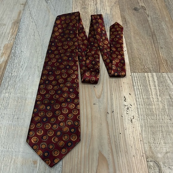 LANDS END SILK TIE,57X3.75" WIDE Dark Red Multi Colored - Picture 1 of 7